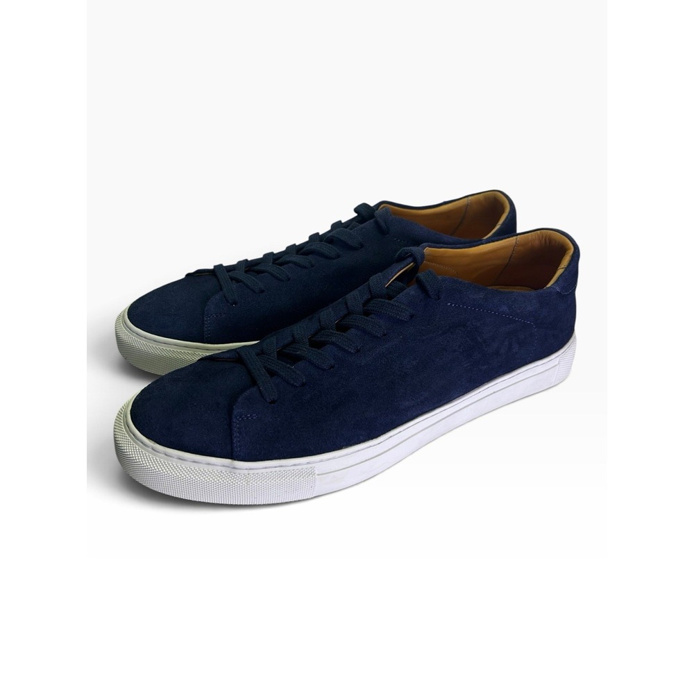 Beckett Simonon Reid Navy Blue Suede Minimalist Low Top Sneakers Men's Size 13